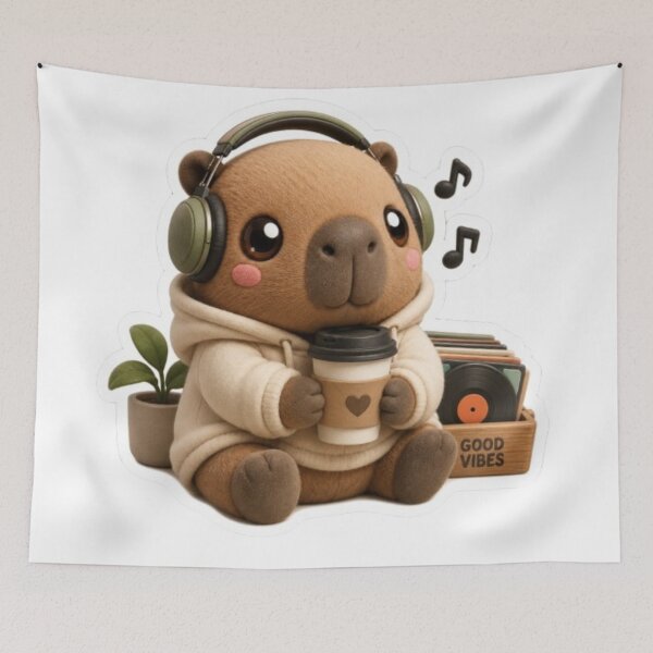 Item preview, Cozy Capybara Coffee Music Lover designed and sold by Snurly.