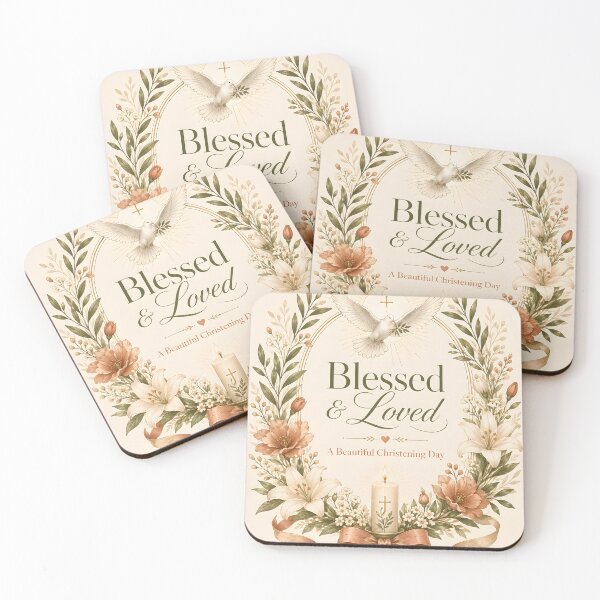 Item preview, Blessed and Loved – Christening Day Floral Keepsake designed and sold by Drift Pattern Studio.