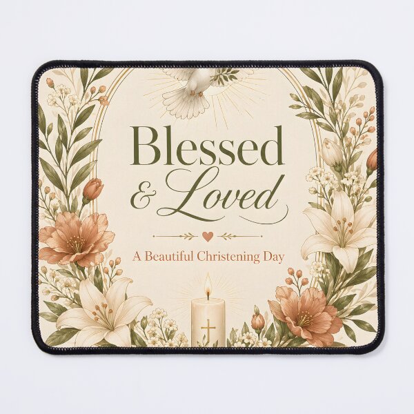 Item preview, Blessed and Loved – Christening Day Floral Keepsake designed and sold by Drift Pattern Studio.