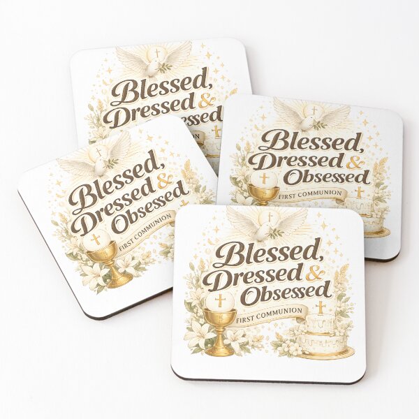 Aperçu de l'œuvre Blessed, Dressed and Obsessed – First Communion Design créée et vendue par Drift Pattern Studio.
