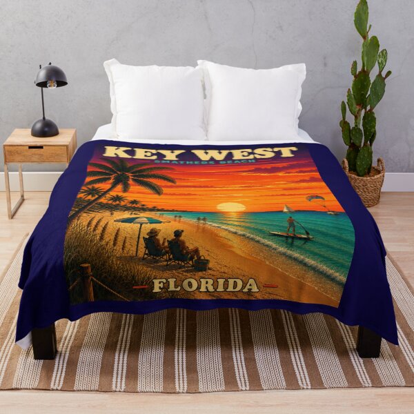 Item preview, Key West Smathers Beach Florida Vintage Travel Poster designed and sold by Swanny's Custom T-shirt and Gift Designs.