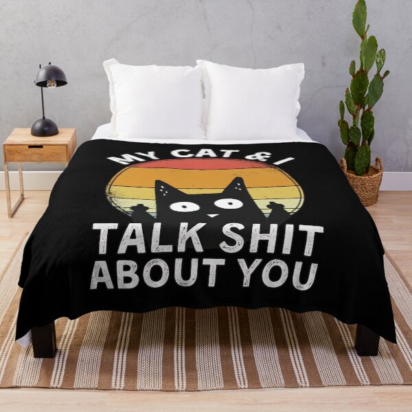 Item preview, My Cat & I Talk Shit About You Retro Sunset Cat designed and sold by Dmo3HarkoArt.