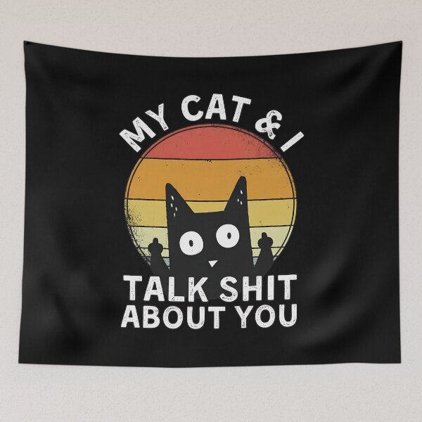 Item preview, My Cat & I Talk Shit About You Retro Sunset Cat designed and sold by Dmo3HarkoArt.