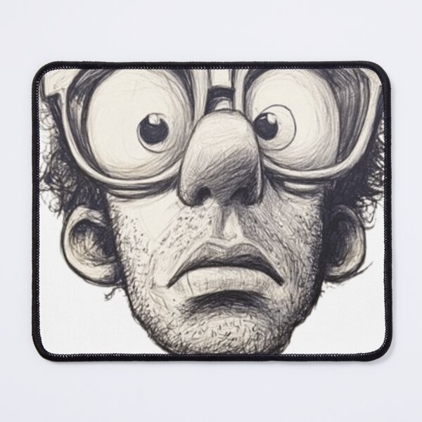Item preview, Funny Nerd Guy Curly Hair Glasses Ballpoint Pen Caricature designed and sold by ArhaanFashions.