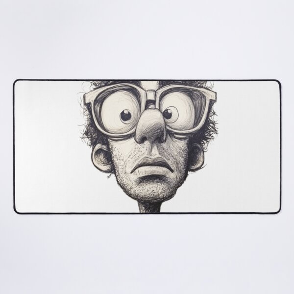 Item preview, Funny Nerd Guy Curly Hair Glasses Ballpoint Pen Caricature designed and sold by ArhaanFashions.