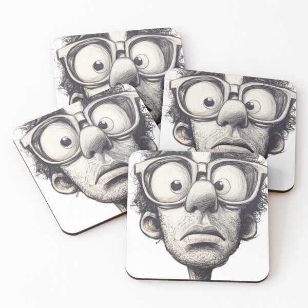 Item preview, Funny Nerd Guy Curly Hair Glasses Ballpoint Pen Caricature designed and sold by ArhaanFashions.