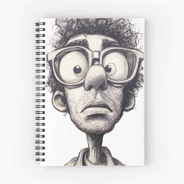 Item preview, Funny Nerd Guy Curly Hair Glasses Ballpoint Pen Caricature designed and sold by ArhaanFashions.