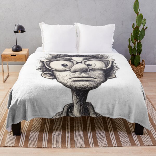 Item preview, Funny Nerd Guy Curly Hair Glasses Ballpoint Pen Caricature designed and sold by ArhaanFashions.
