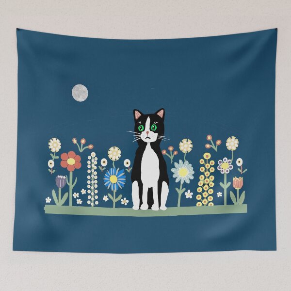 Item preview, Cat in Colorful Flower Garden designed and sold by Elaine M Hayward .