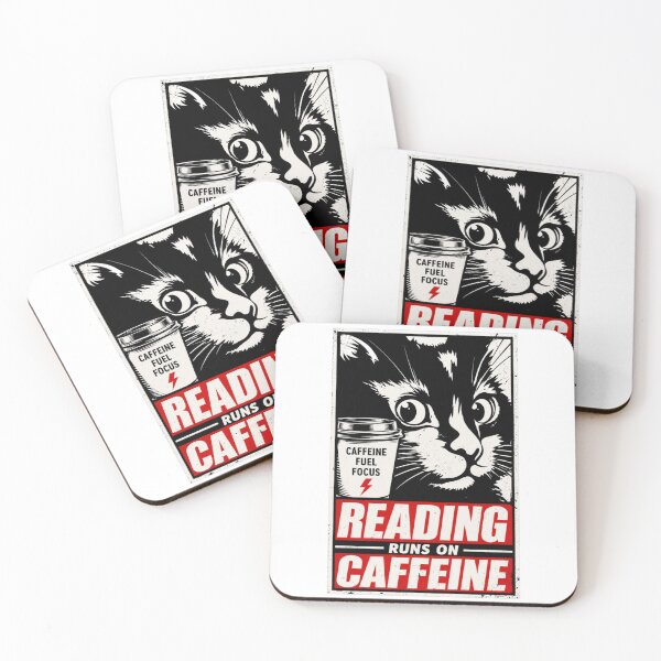 Item preview, Reading Runs On Caffeine – Book Lover Coffee Reading Quote designed and sold by StockAnime.