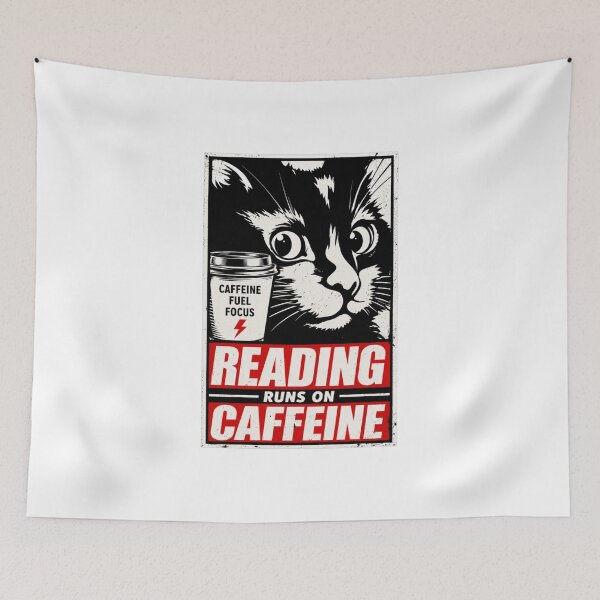 Item preview, Reading Runs On Caffeine – Book Lover Coffee Reading Quote designed and sold by StockAnime.