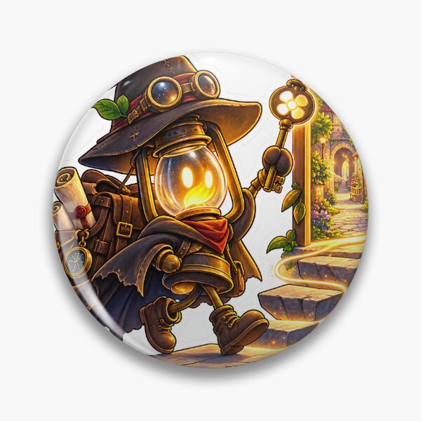 Item preview, Steampunk Lantern Adventurer Magical Door Fantasy Illustration designed and sold by GenZStickerHub1.