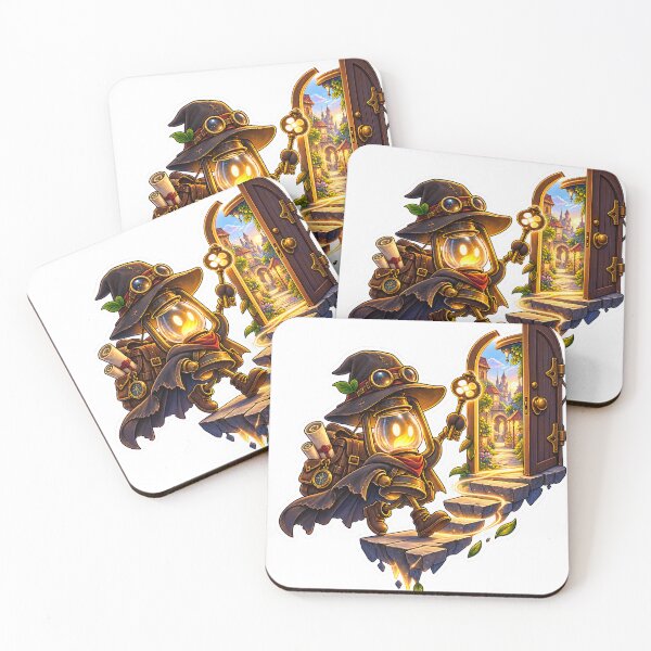 Item preview, Steampunk Lantern Adventurer Magical Door Fantasy Illustration designed and sold by GenZStickerHub1.