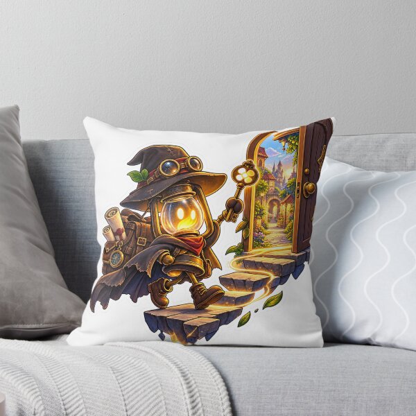 Item preview, Steampunk Lantern Adventurer Magical Door Fantasy Illustration designed and sold by GenZStickerHub1.