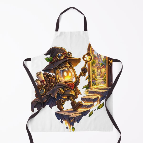 Item preview, Steampunk Lantern Adventurer Magical Door Fantasy Illustration designed and sold by GenZStickerHub1.