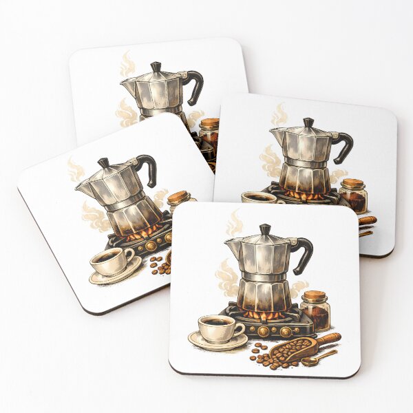 Item preview, Classic moka pot on an antique stove. designed and sold by Daily Quirk.