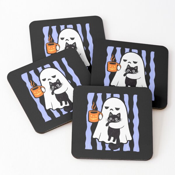 Item preview, Ghost and Black Cat Halloween Coffee designed and sold by DarylPope.