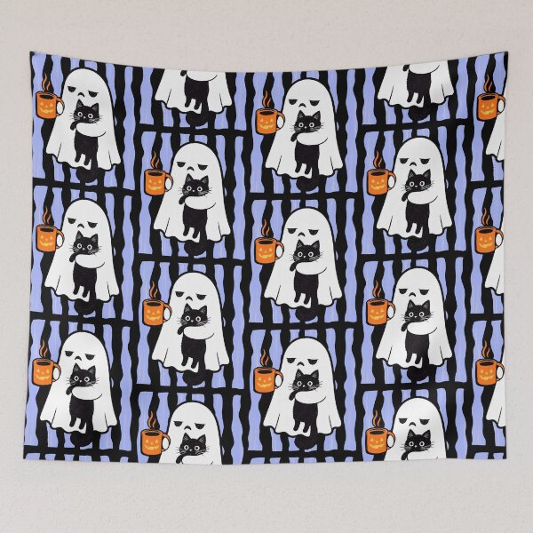 Item preview, Ghost and Black Cat Halloween Coffee designed and sold by DarylPope.