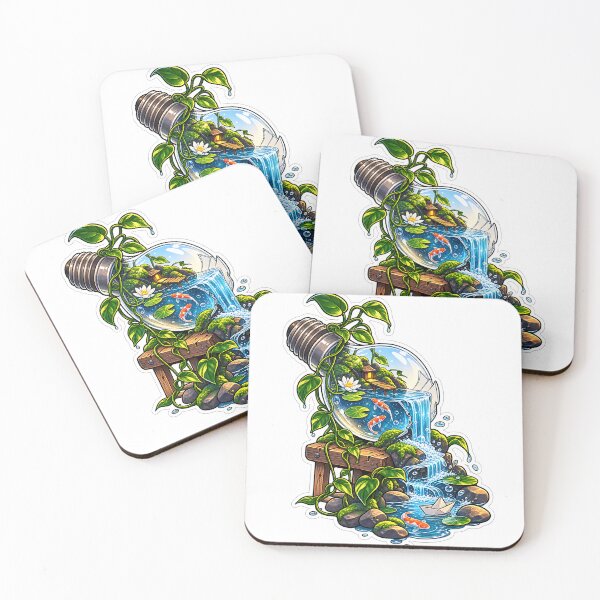 Item preview,  Fish Pond in Light Bulb – Waterfall Nature Fantasy Art designed and sold by GenZStickerHub1.