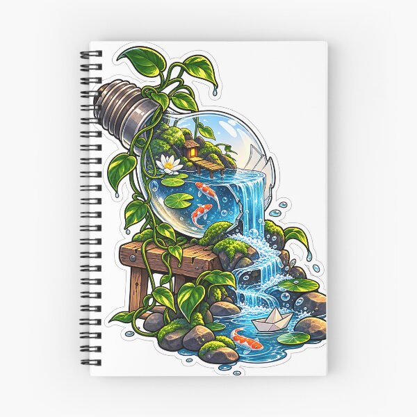 Item preview,  Fish Pond in Light Bulb – Waterfall Nature Fantasy Art designed and sold by GenZStickerHub1.
