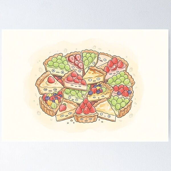 Item preview, Cute Fruit Tart Pile Kawaii Pastry Dessert designed and sold by DuckOddity.