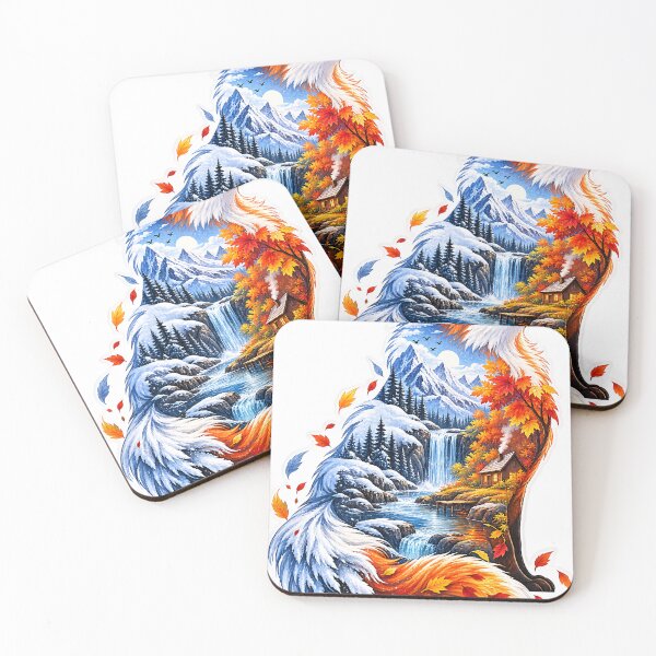 Item preview, Four Seasons Fox – Mountain, Forest and Wildlife Nature Art designed and sold by GenZStickerHub1.