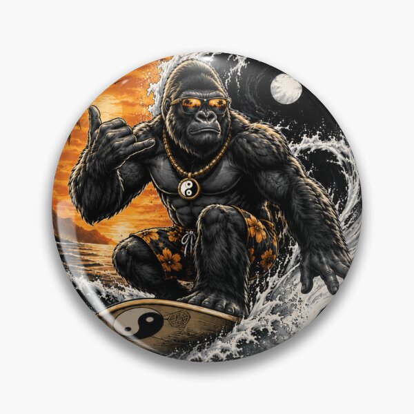 Item preview, Kong Kahuna Yin yang surfing gorilla designed and sold by EterniaE.