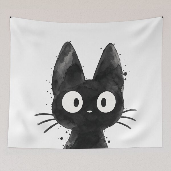 Item preview, black cat, doodle designed and sold by doshicoffee.