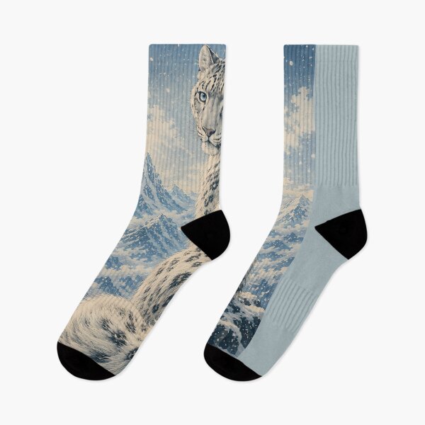Item preview, Snow Leopard in Snowy Mountains Under a Starry Sky designed and sold by ManJiangHong.