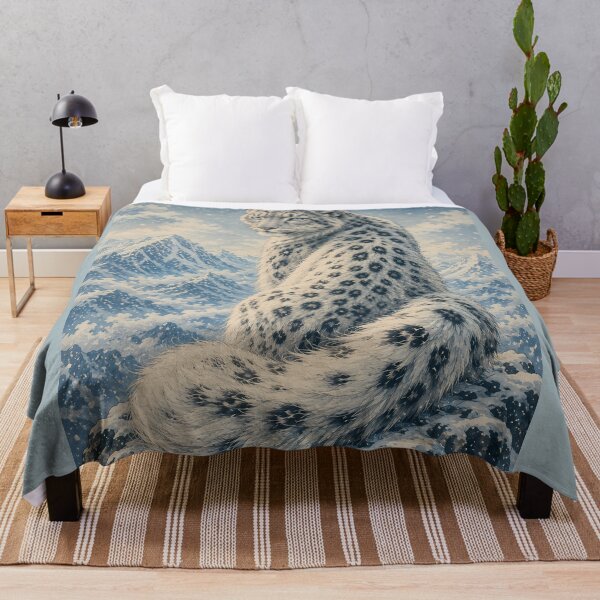 Item preview, Snow Leopard in Snowy Mountains Under a Starry Sky designed and sold by ManJiangHong.