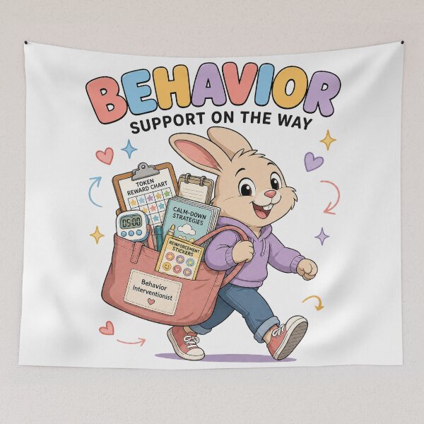 Item preview, Behavior Support Bunny Retro Design designed and sold by MOCH- ART.