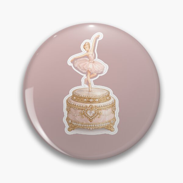 Artikelvorschau, Vintage Ballerina-Spieluhr-Aufkleber | Rosa-Goldene, kokette Ästhetik | Femininer Ballett-Aufkleber entworfen und verkauft von PawsAndpetalstudio.