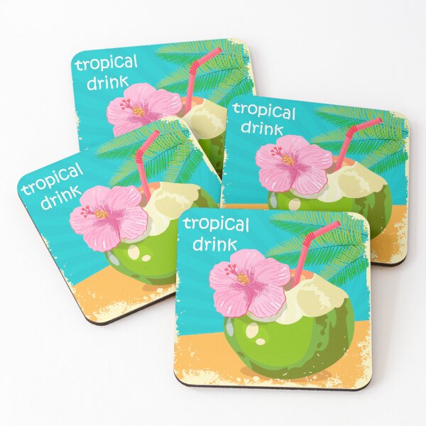 Item preview, Coconut and tropical drink in retro style. designed and sold by Zhanna LL.