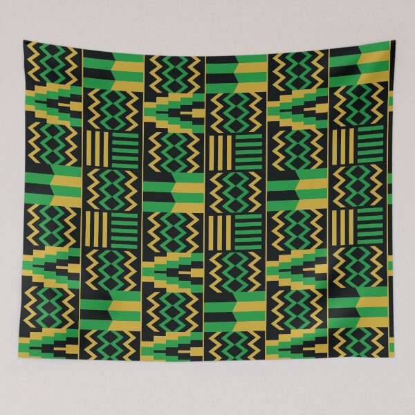 Item preview, Gold and Green Kente pattern | Ghana Textile designed and sold by MammothArt.