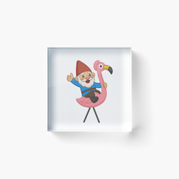 Item preview, Garden Gnome Riding Pink Flamingo designed and sold by SunnyBunnyHome.
