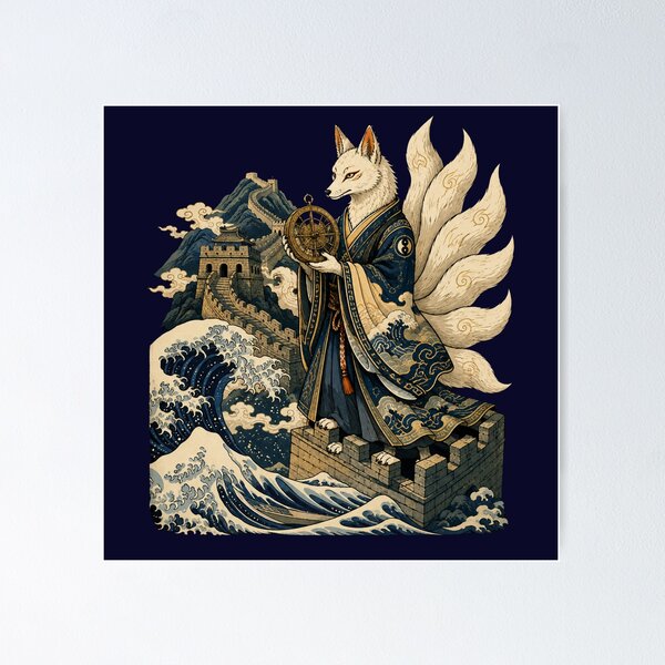 Item preview, Fox Alchemist Great Wave Hokusai Ukiyo-e designed and sold by Ada’s Mystic Atelier .