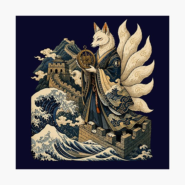Item preview, Fox Alchemist Great Wave Hokusai Ukiyo-e designed and sold by Ada’s Mystic Atelier .