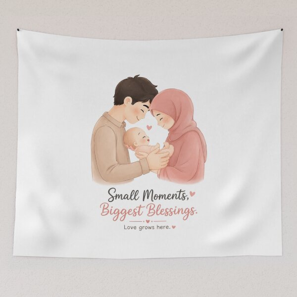 Item preview, Small Moments Biggest Blessings – Family Love Baby Illustration designed and sold by itxelaraStudio.