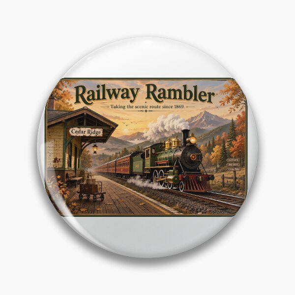 Item preview, Railway Rambler – Vintage Steam Train Travel Poster designed and sold by ASABCreative.