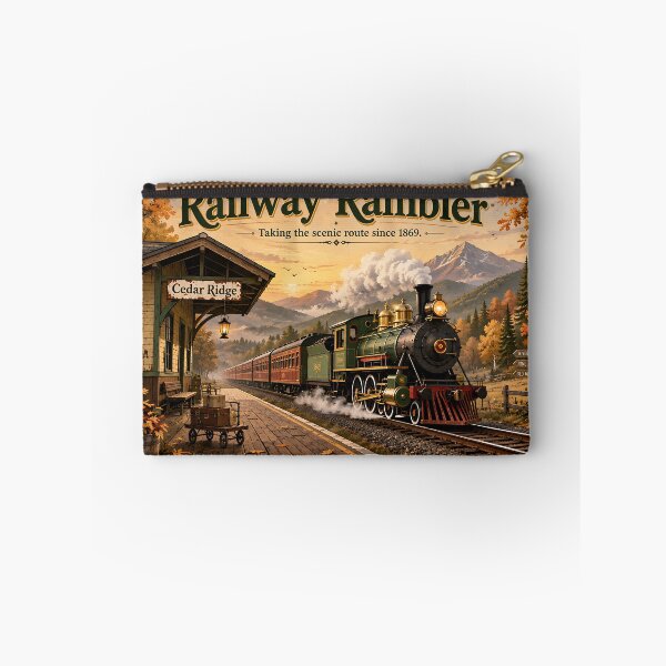 Item preview, Railway Rambler – Vintage Steam Train Travel Poster designed and sold by ASABCreative.
