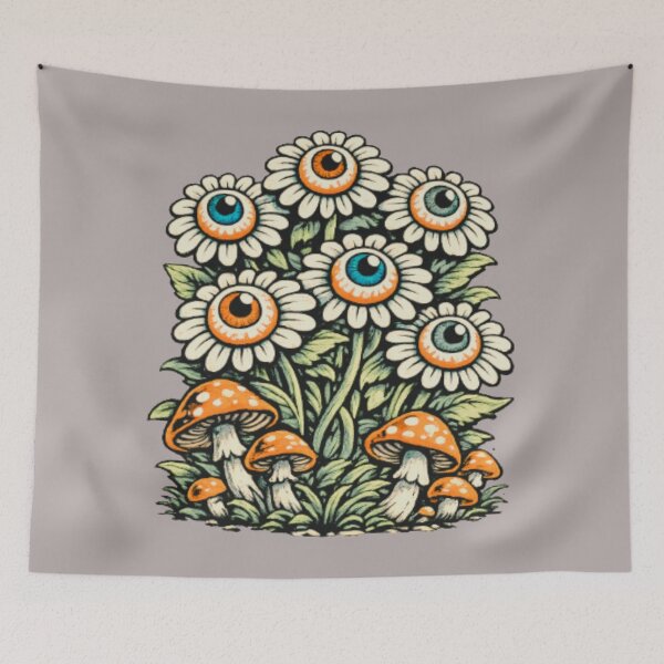 Item preview, Psychedelic Eyeball Flowers and Mushrooms  designed and sold by darametzgerart.