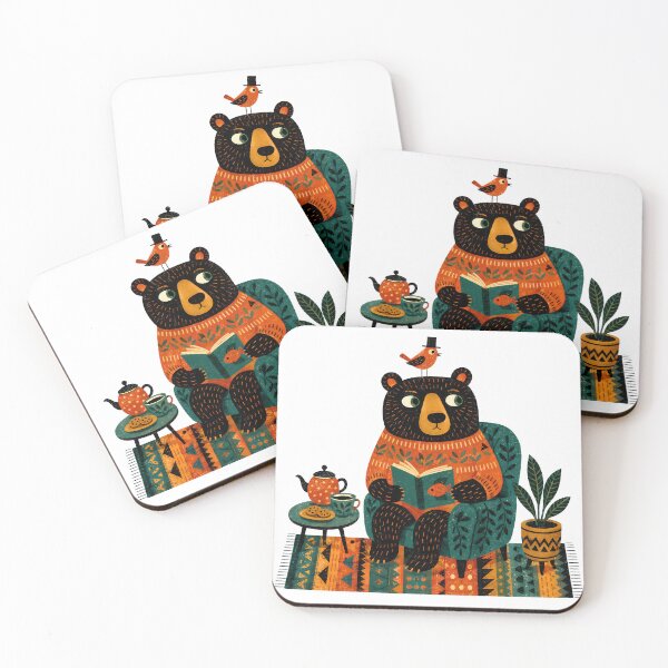 Item preview, Wall Art - Postcard - T-shirt: Cozy Bear Reading Time designed and sold by ForeverPrintsOK.