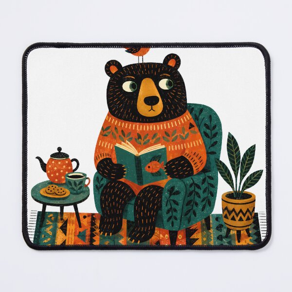 Item preview, Wall Art - Postcard - T-shirt: Cozy Bear Reading Time designed and sold by ForeverPrintsOK.