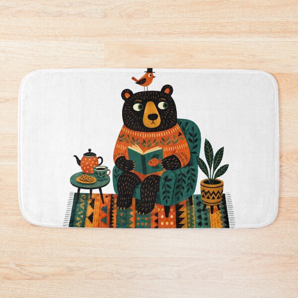 Item preview, Wall Art - Postcard - T-shirt: Cozy Bear Reading Time designed and sold by ForeverPrintsOK.