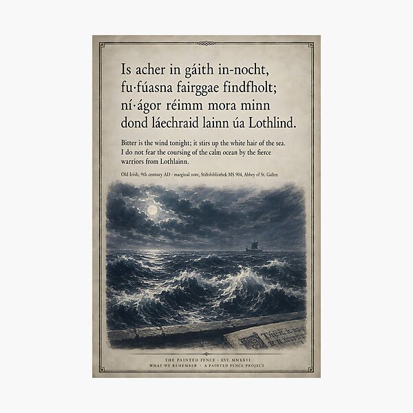 Item preview, Bitter Is the Wind — 9th Century Old Irish Poem Print designed and sold by The Painted Fence.