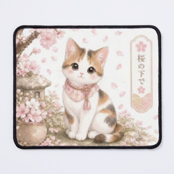 Item preview, Japanese Calico Cat Under Cherry Blossom Tree designed and sold by PetalsPaws.