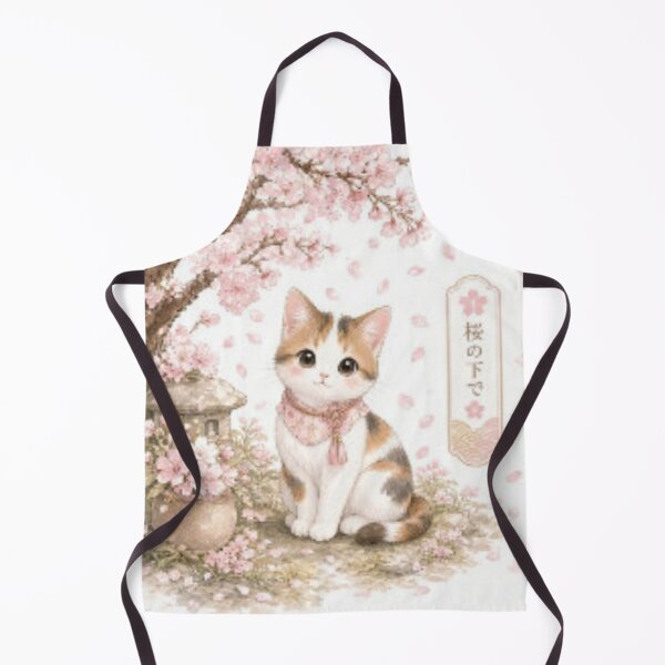 Item preview, Japanese Calico Cat Under Cherry Blossom Tree designed and sold by PetalsPaws.