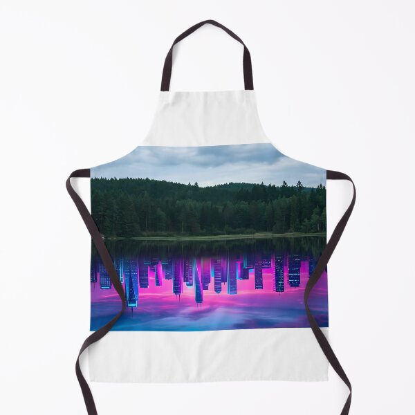 Item preview, Vaporwave Reflection Surreal Neon City and Lake Photography designed and sold by Julia9632.