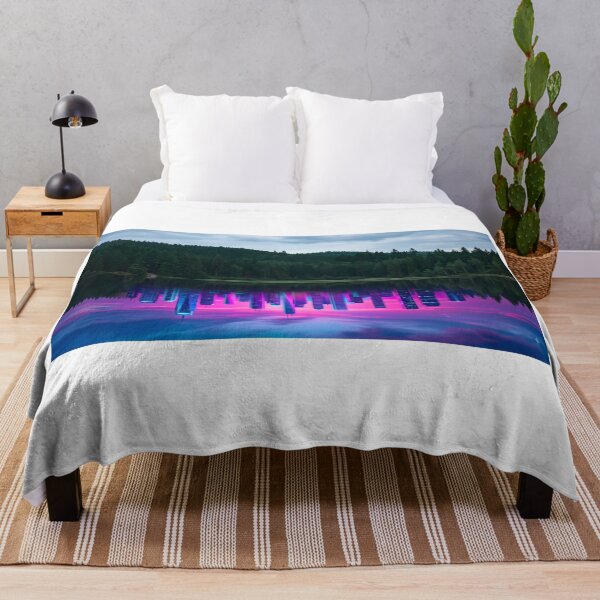 Item preview, Vaporwave Reflection Surreal Neon City and Lake Photography designed and sold by Julia9632.