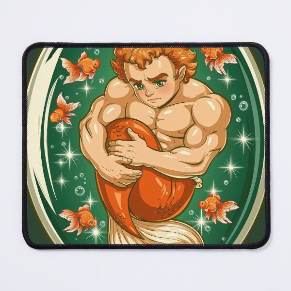 Item preview, Male Siren in a Goldfish Bowl — Fantasy Illustration designed and sold by JaimeLikes.